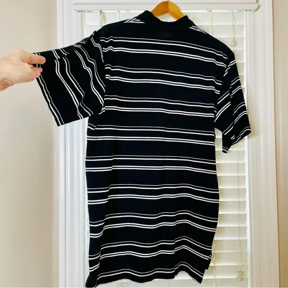 🩷 POLO GOLF RALPH LAUREN MENS SIZE MEDIUM COTTON BLACK & WHITE STRIPED GREAT - Picture 7 of 7